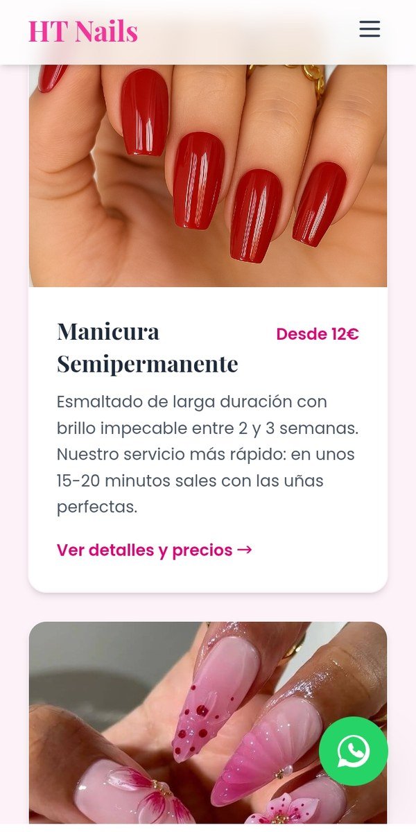 Versión móvil de la web de HT Nails